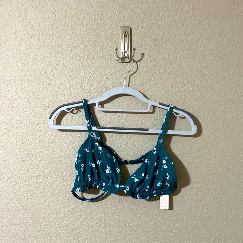 Hollister turquoise floral bikini top